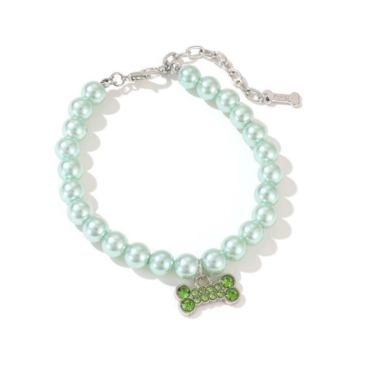 Pearl Cat Necklace Ornament for Pet Supplies