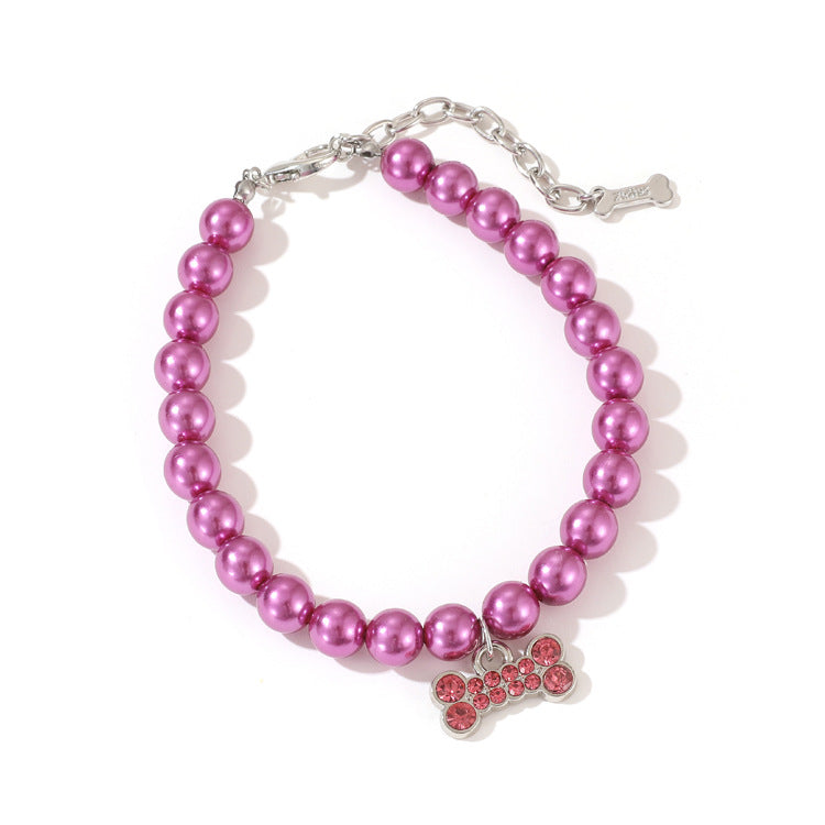 Pearl Cat Necklace Ornament for Pet Supplies